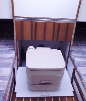 Eclipse sliding porta potti storage - Photo of Com-Pac Eclipse sail boat